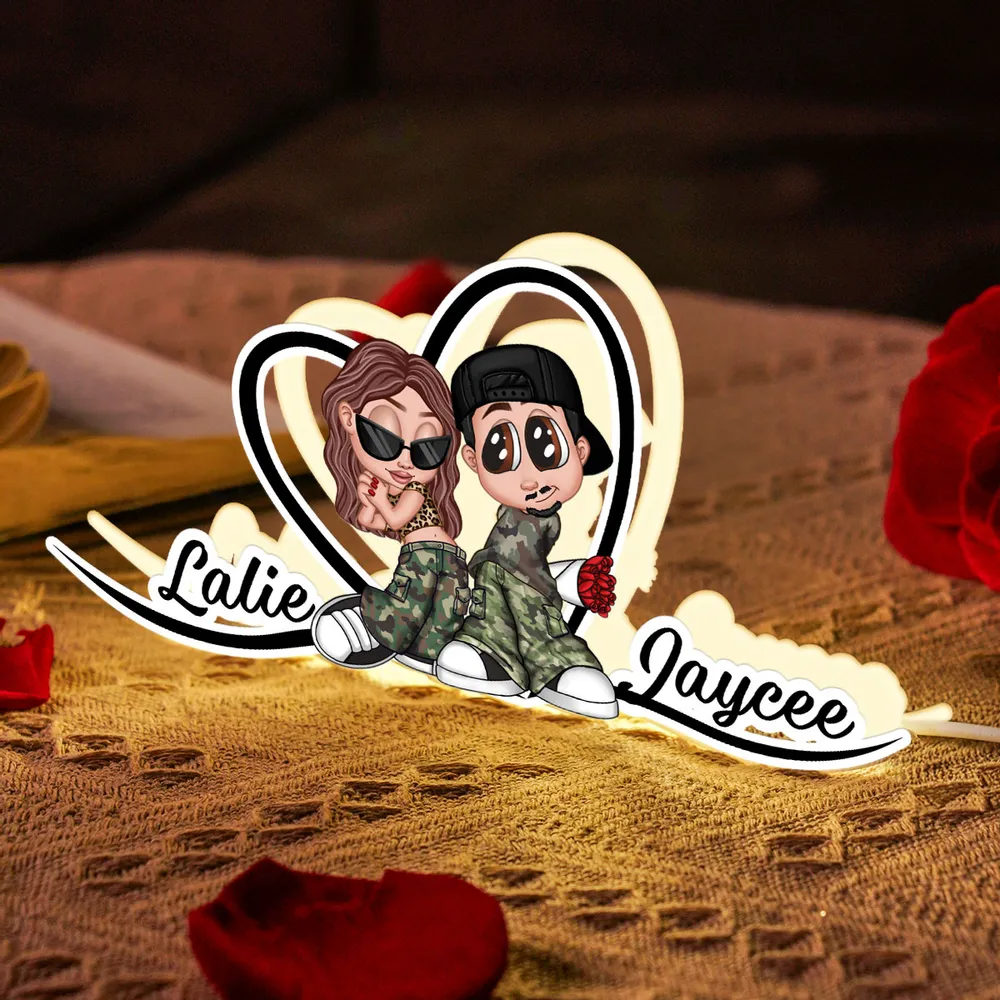 Personalized Y2K Couple Heart-Shaped Names Light Box