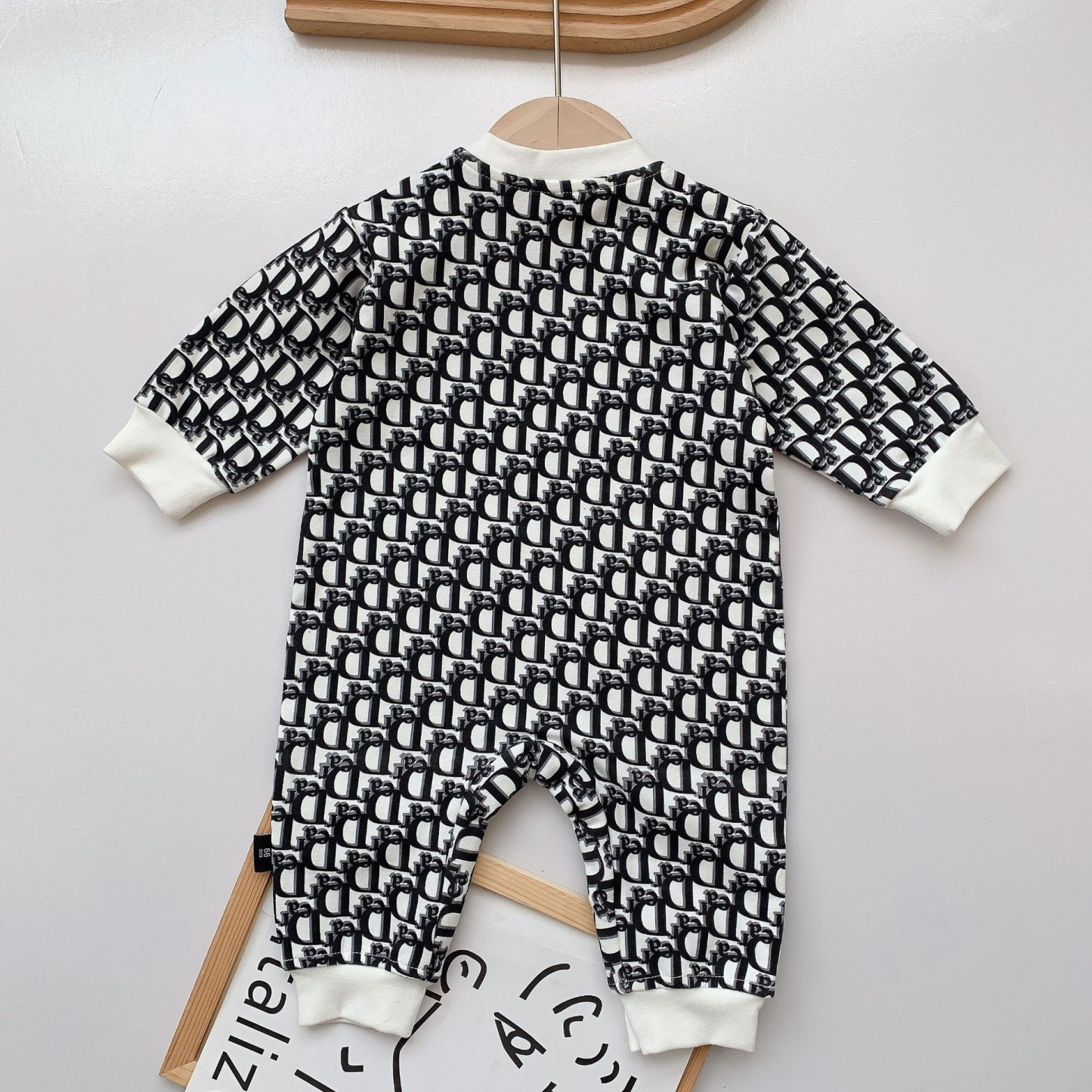 Baby Boy All-Over Letter Print Long-Sleeve Snap Jumpsuits