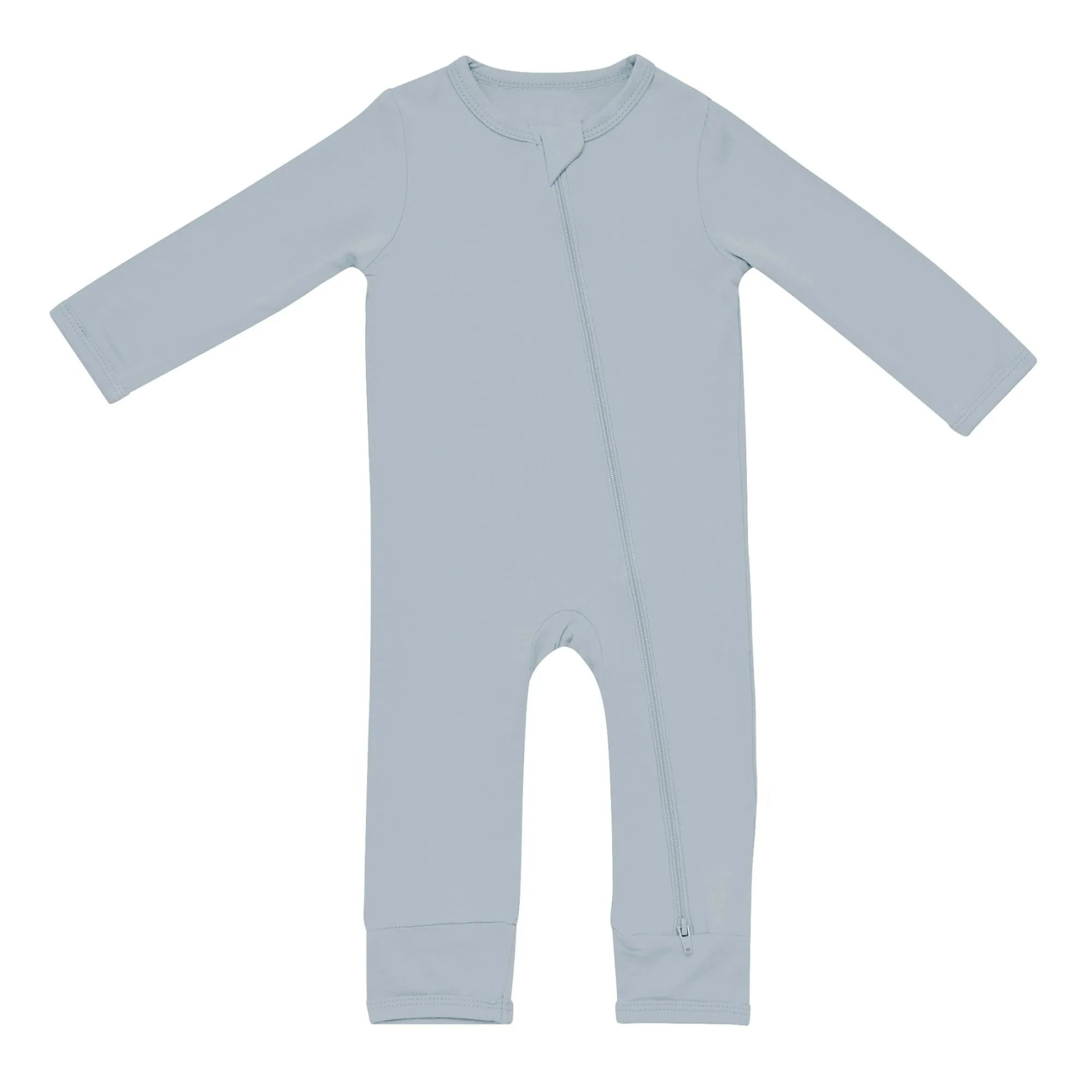Baby Bamboo Zipper Rompers in Fog