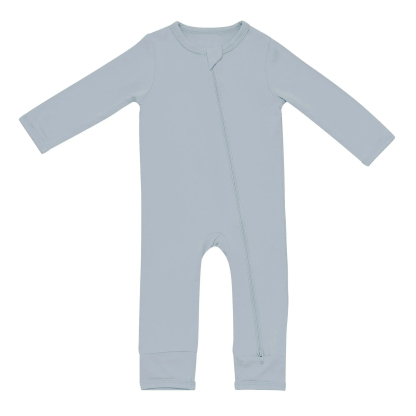 Baby Bamboo Zipper Rompers in Fog
