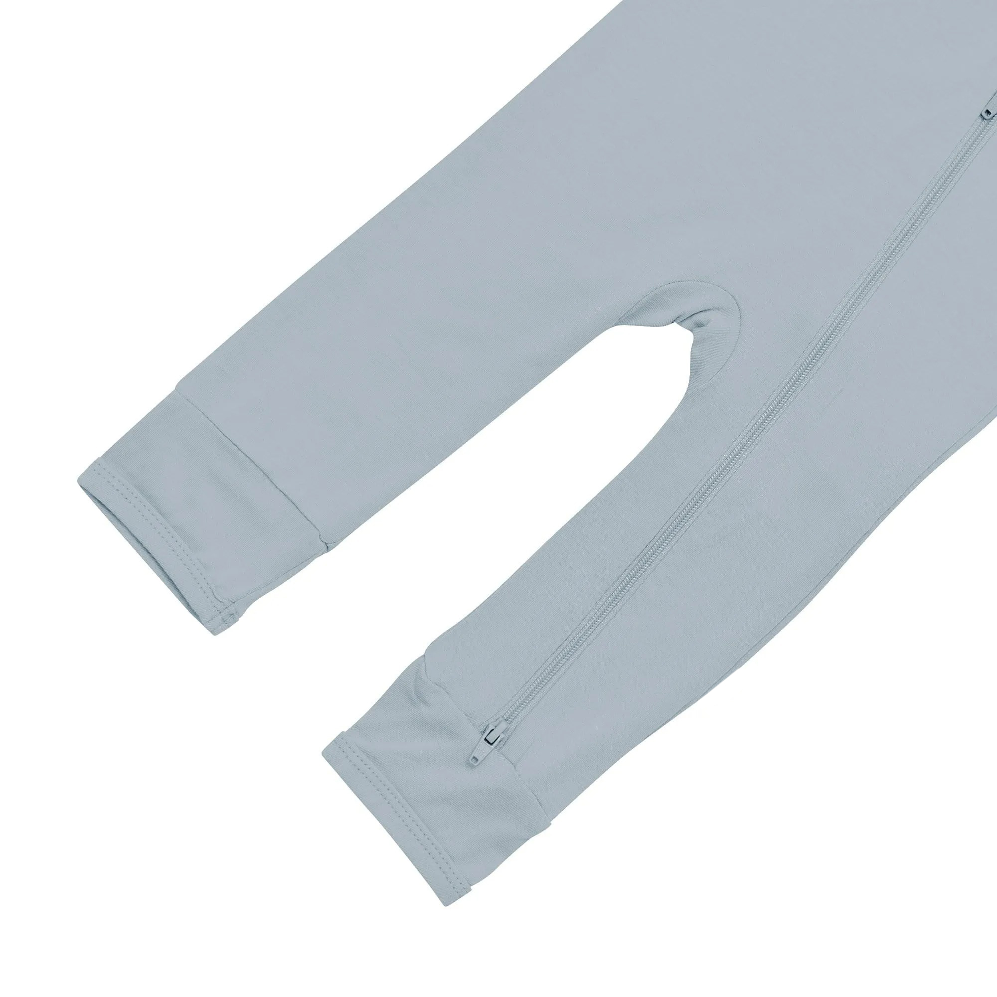 Baby Bamboo Zipper Rompers in Fog