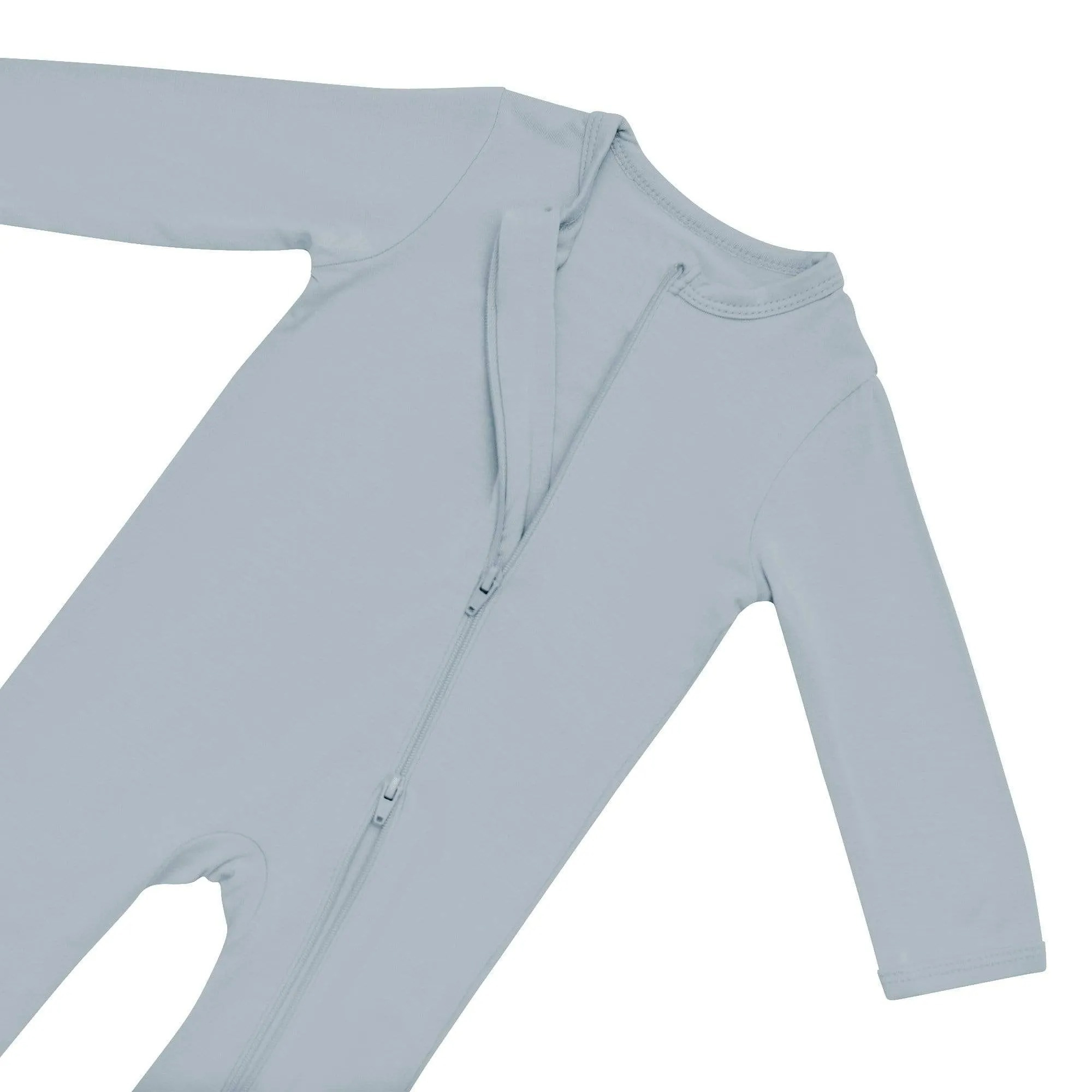 Baby Bamboo Zipper Rompers in Fog