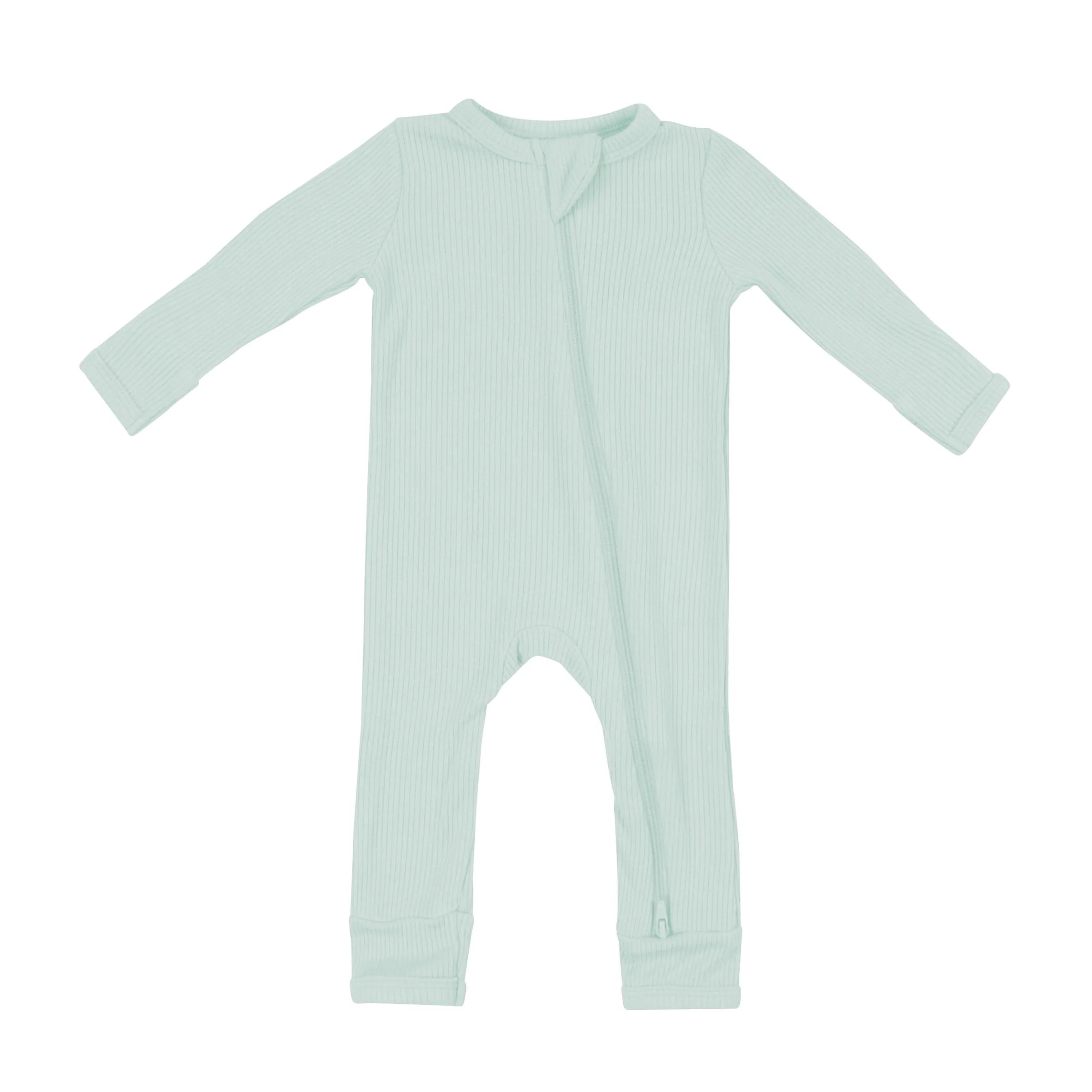 Baby Bamboo Zipper Rompers in Sage