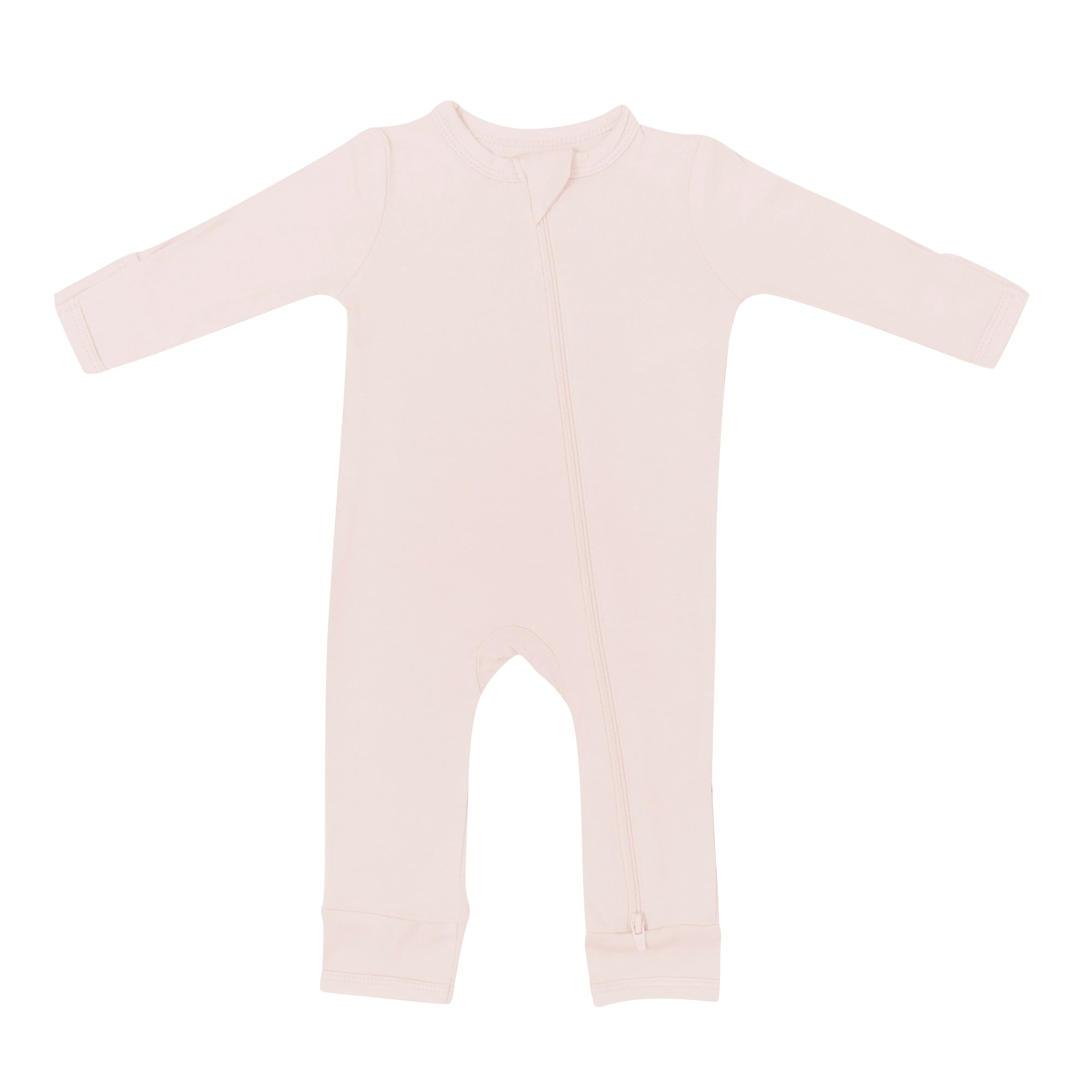 Baby Bamboo Zipper Rompers in Blush