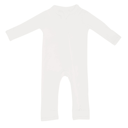 Baby Bamboo Zipper Rompers in Cloud