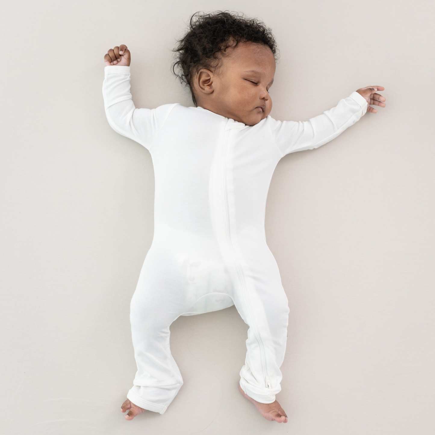 Baby Zipper Rompers in Cloud