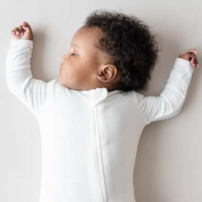 Baby Zipper Rompers in Cloud