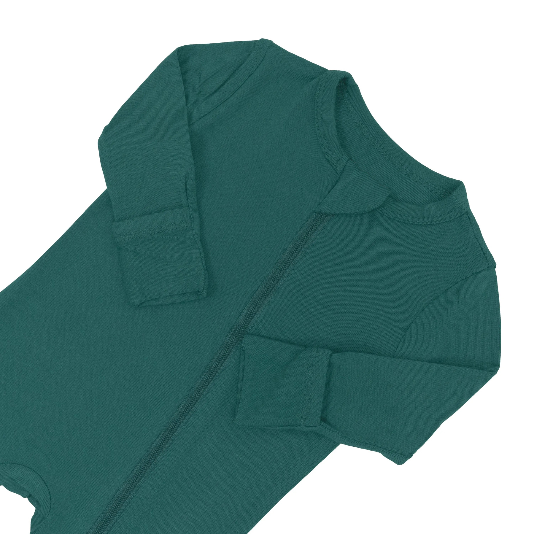 Baby Bamboo Zipper Rompers in Emerald