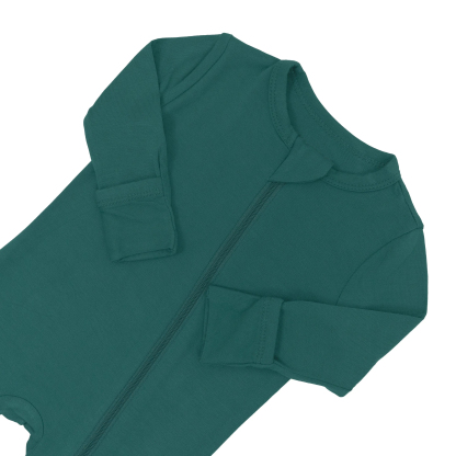 Baby Bamboo Zipper Rompers in Emerald