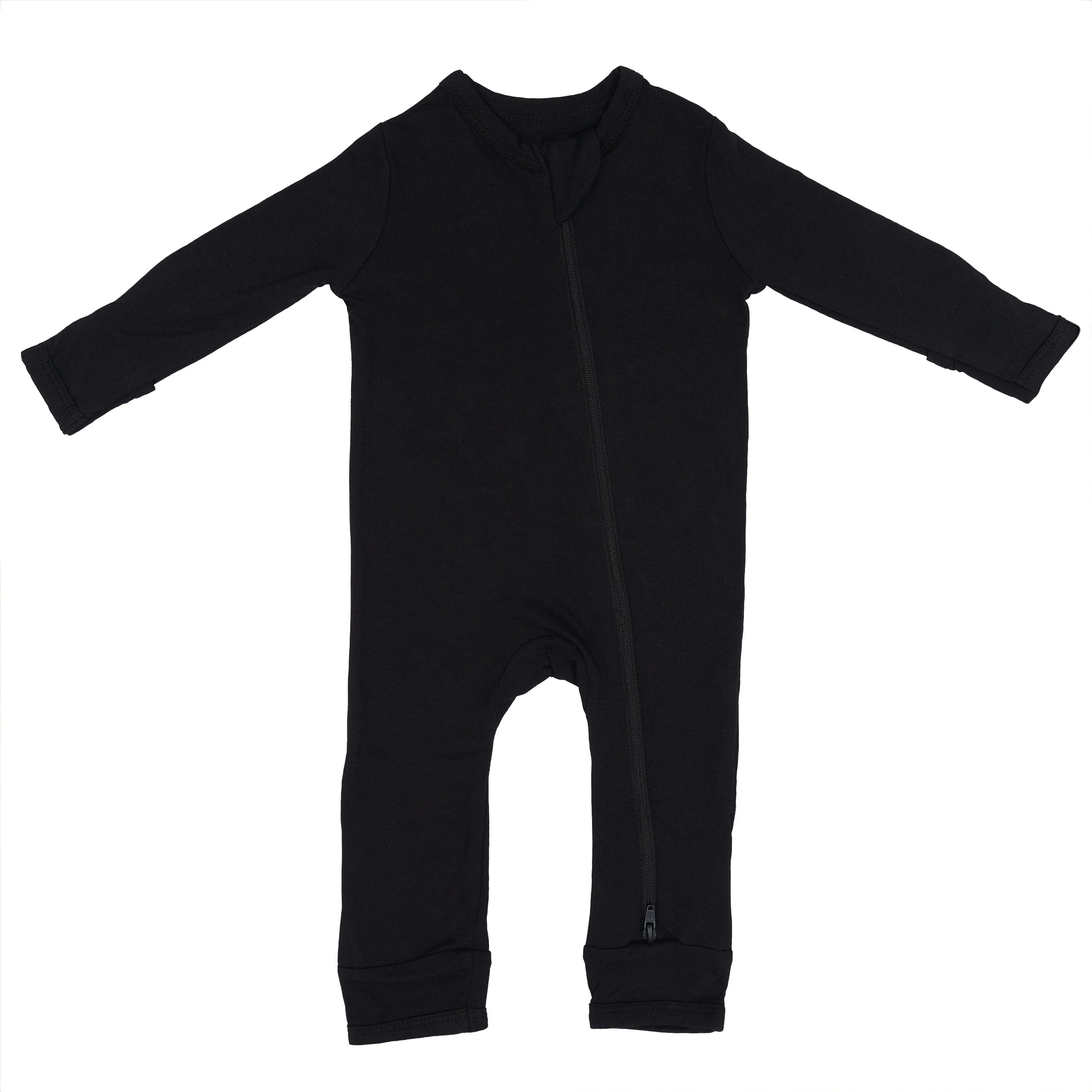 Baby Bamboo Zipper Rompers in Midnight