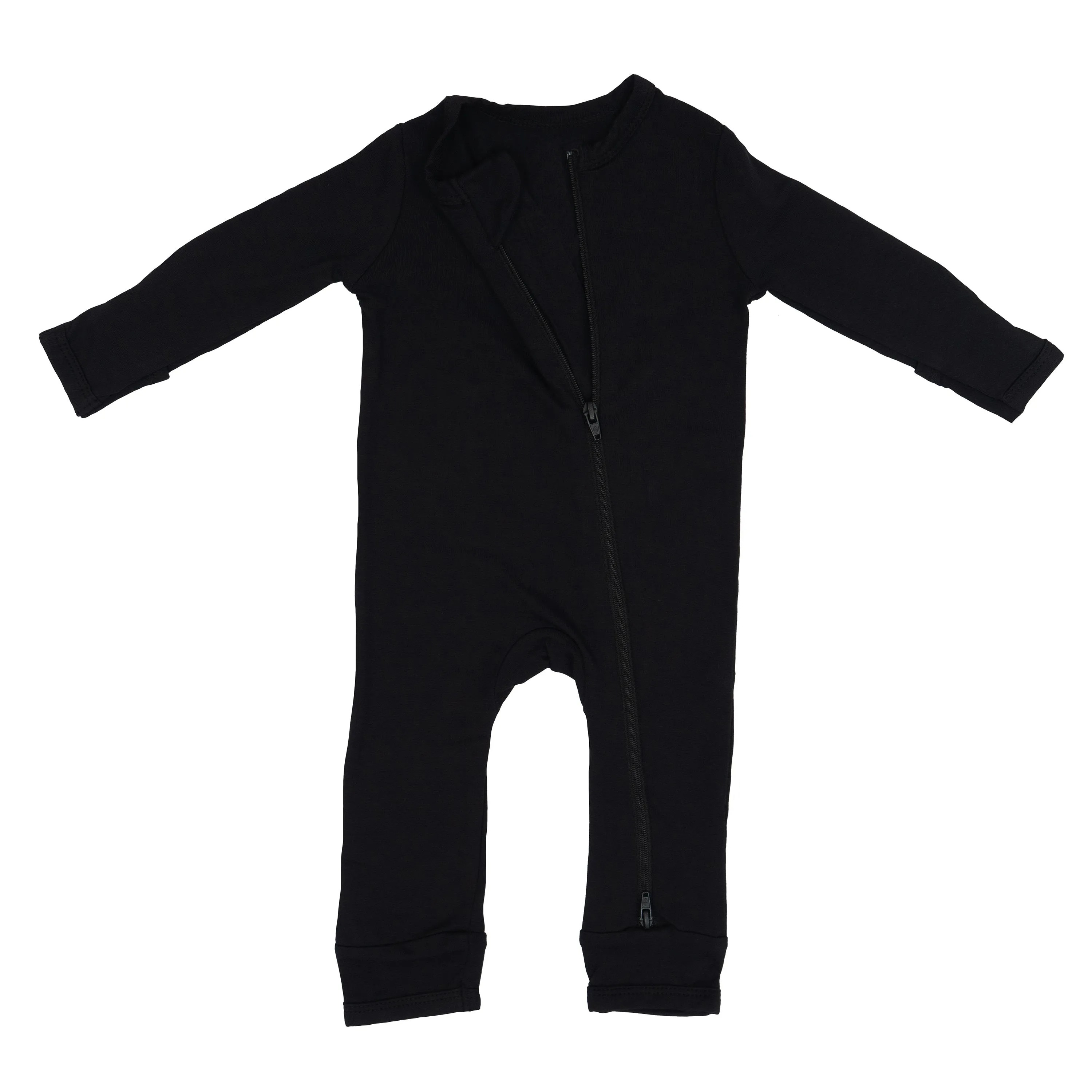 Baby Bamboo Zipper Rompers in Midnight