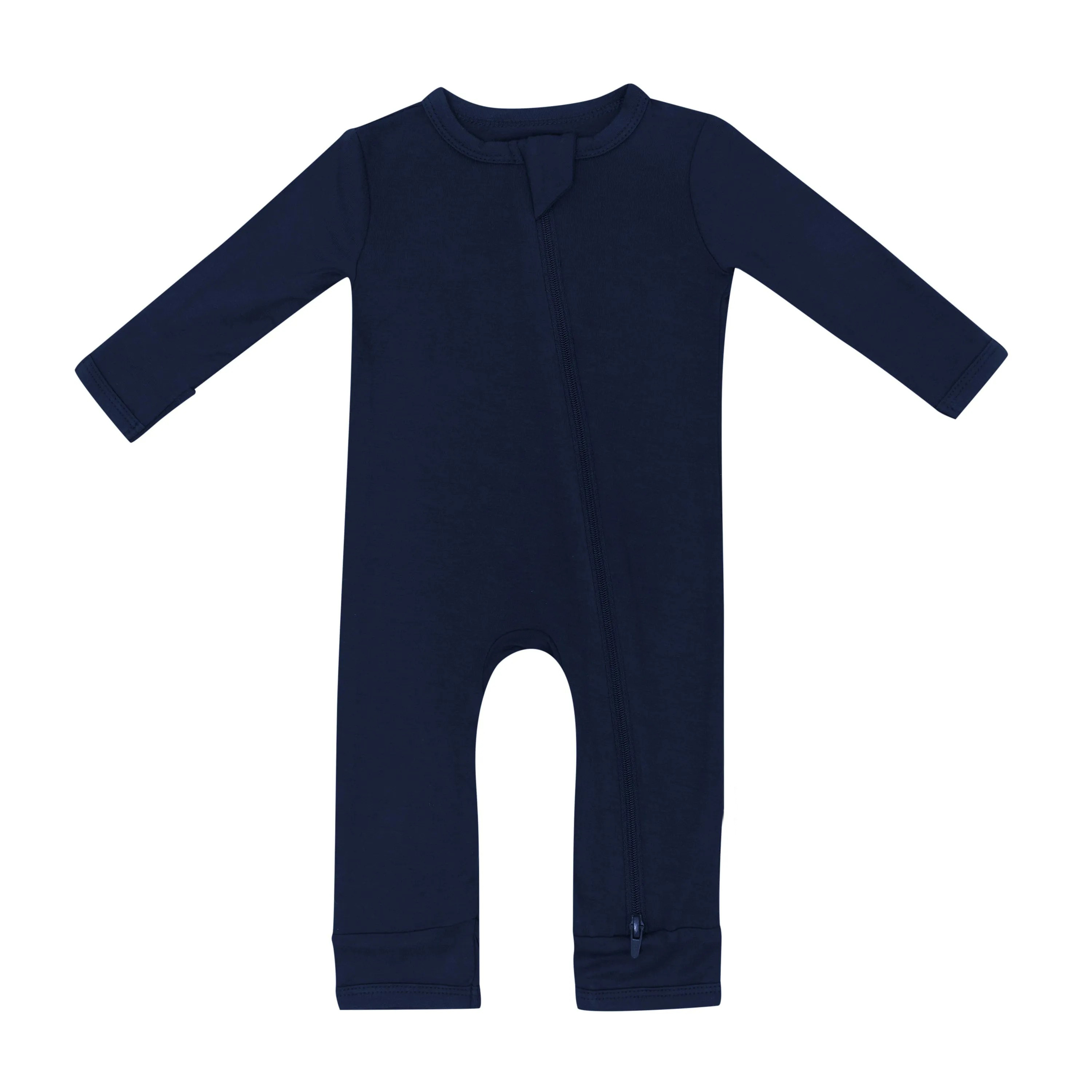 Baby Bamboo Zipper Rompers in Navy