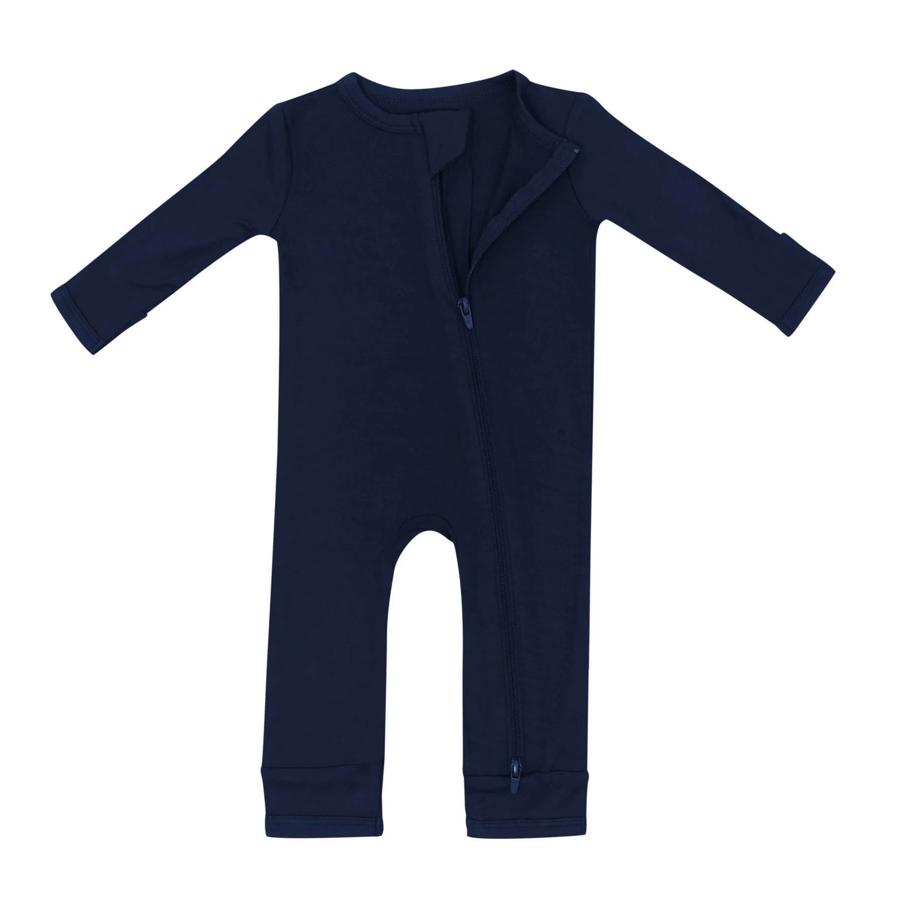 Baby Bamboo Zipper Rompers in Navy
