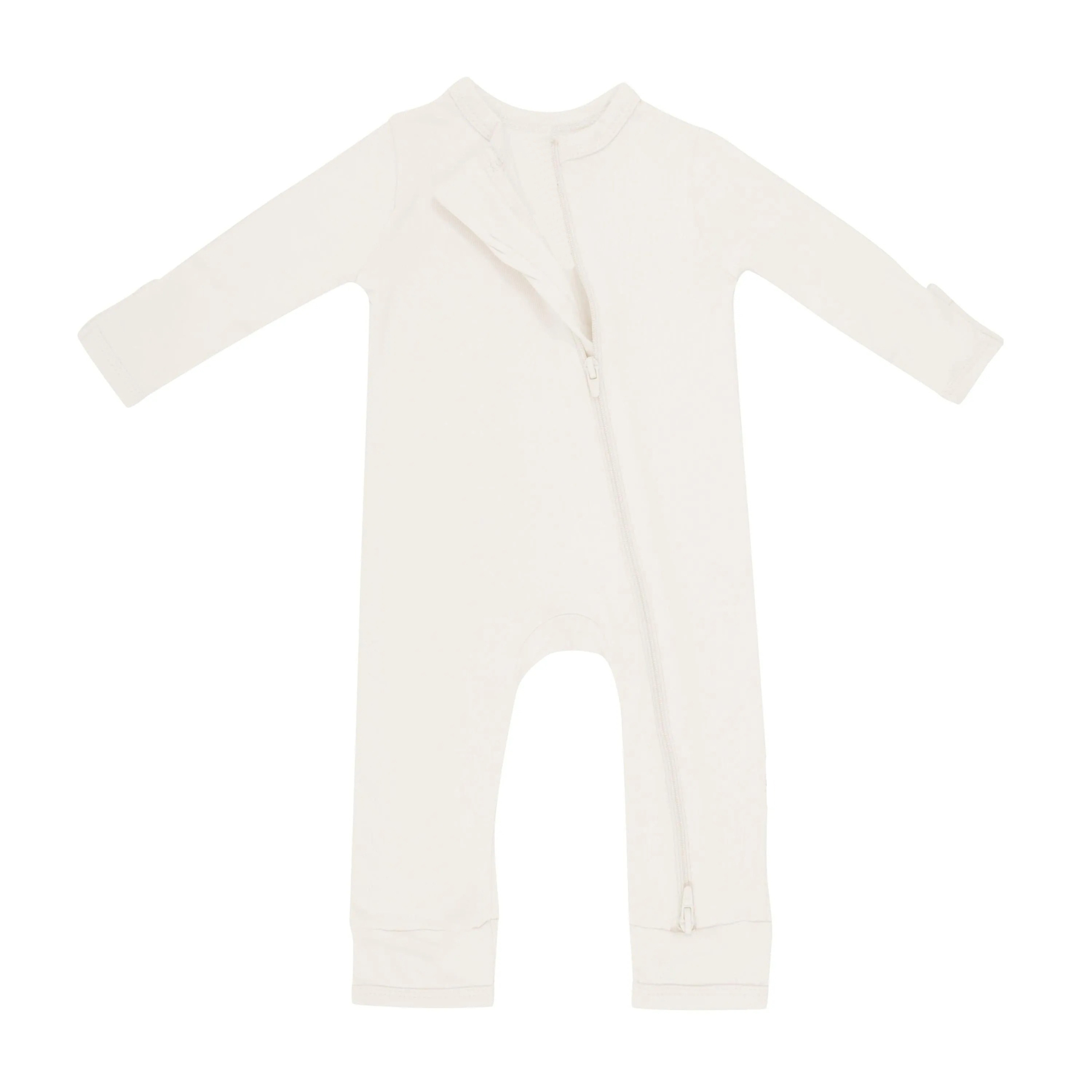 Baby Bamboo Zipper Rompers in Oat