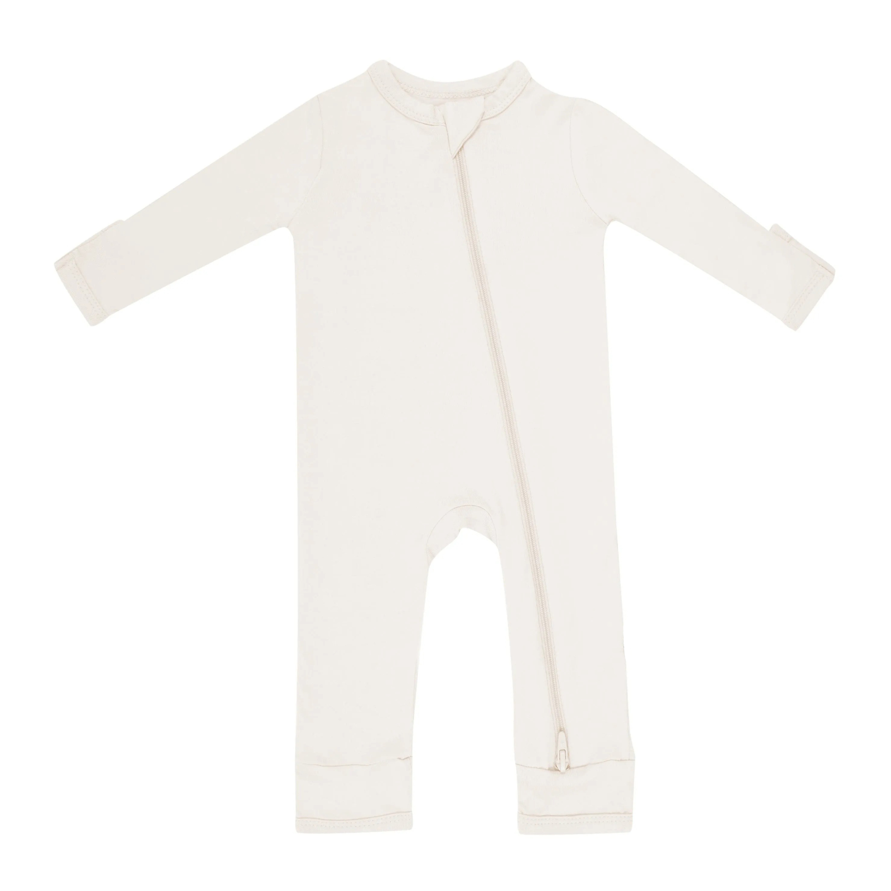 Baby Bamboo Zipper Rompers in Oat