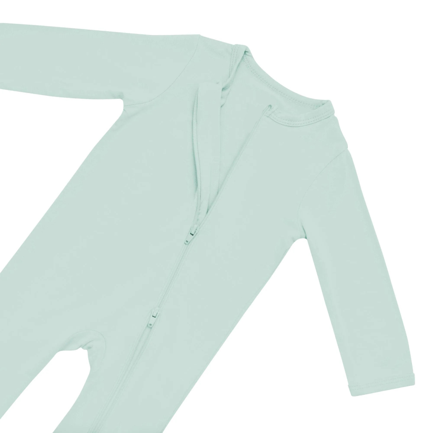 Baby Bamboo Zipper Rompers in Sage