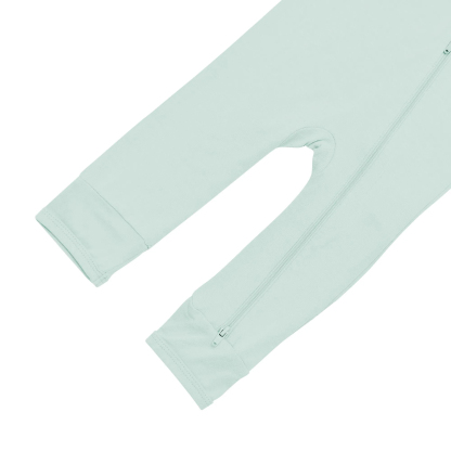 Baby Bamboo Zipper Rompers in Sage