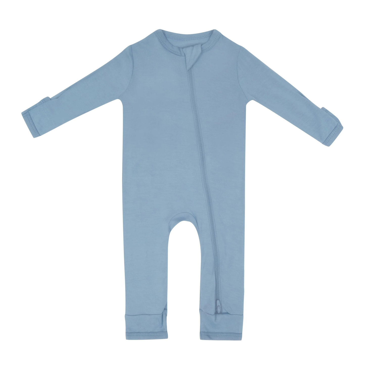 Baby Bamboo Zipper Rompers in Slate