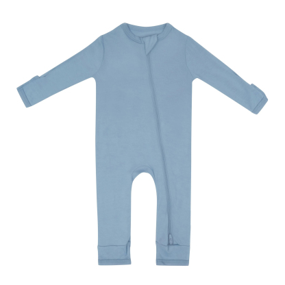 Baby Bamboo Zipper Rompers in Slate