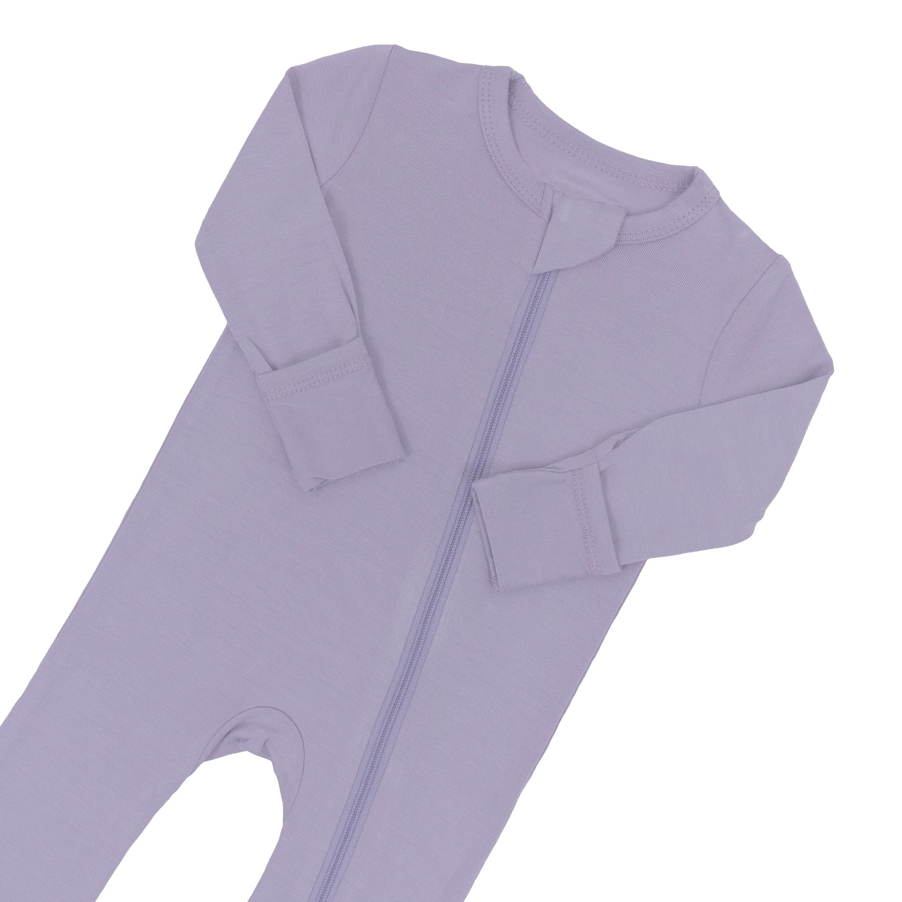 Baby Bamboo Zipper Rompers in Taro