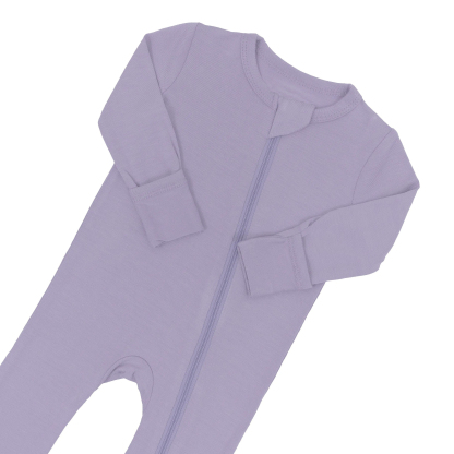 Baby Bamboo Zipper Rompers in Taro