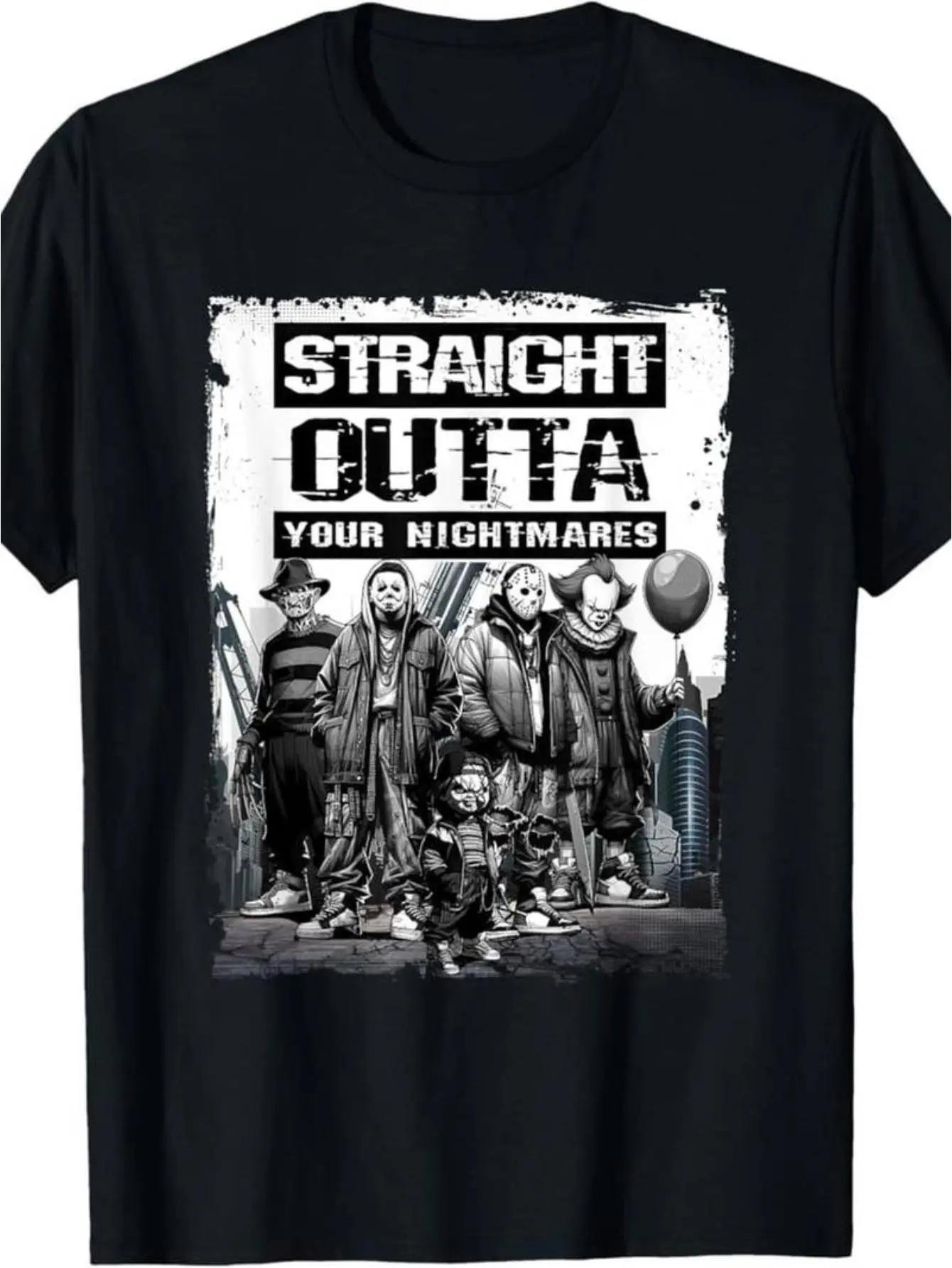 Straight Outta Nightmares Vintage Horror T-Shirt - Halloween Graphic Tee