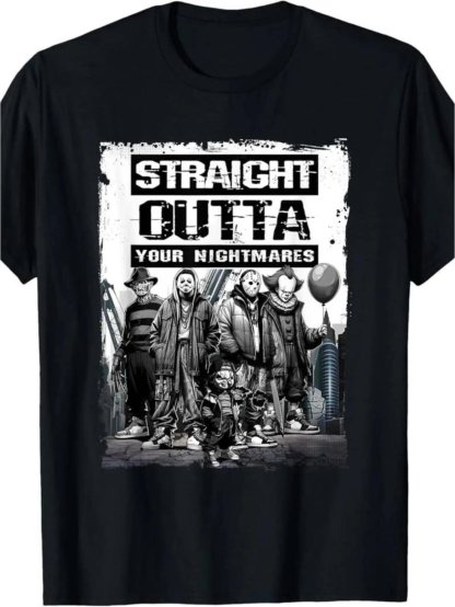 Straight Outta Nightmares Vintage Horror T-Shirt - Halloween Graphic Tee