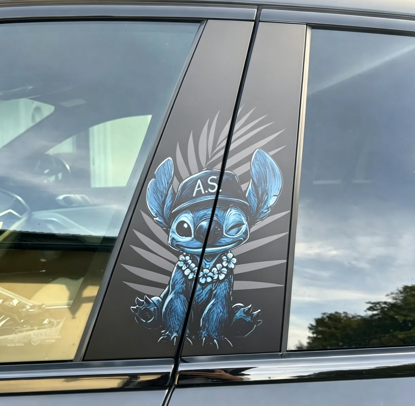 Cute Alien Island Car Pillar Wrap - Premium Vinyl B-Pillar Decal, Universal Fit