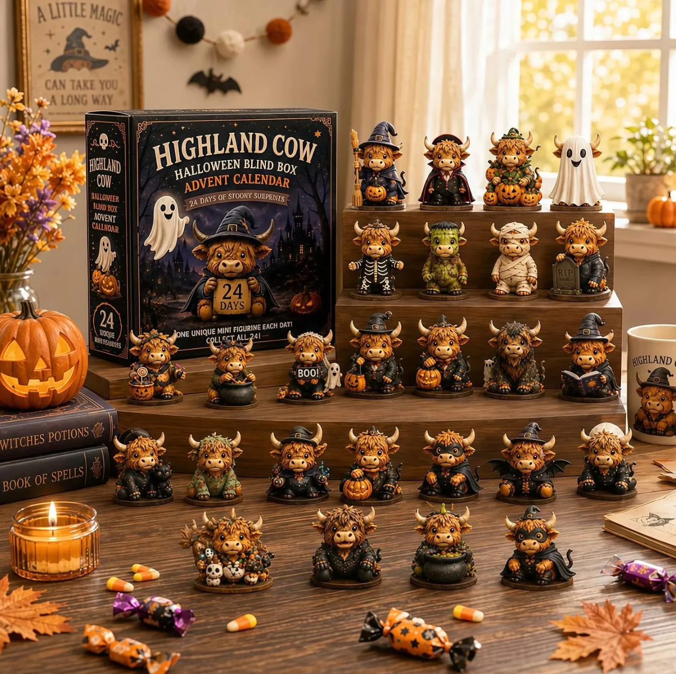 Halloween Highland Cow Advent Calendar – 24 Days of Spooky Surprises