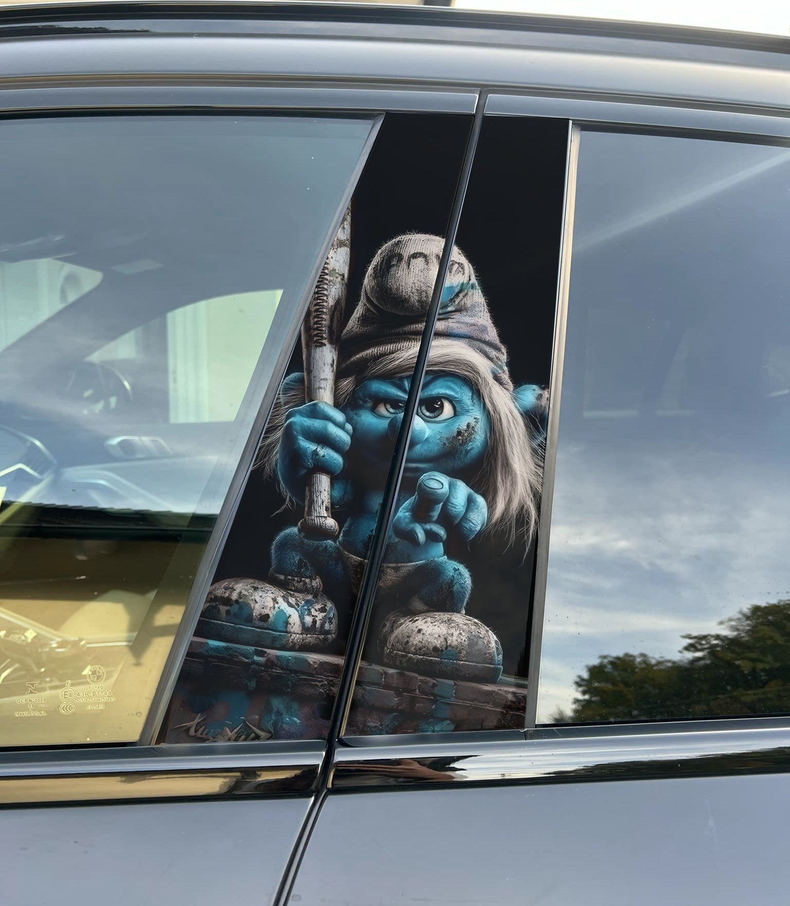 Smurfette B Car Pillar Wrap - Premium Vinyl B-Pillar Decal,  Universal Fit