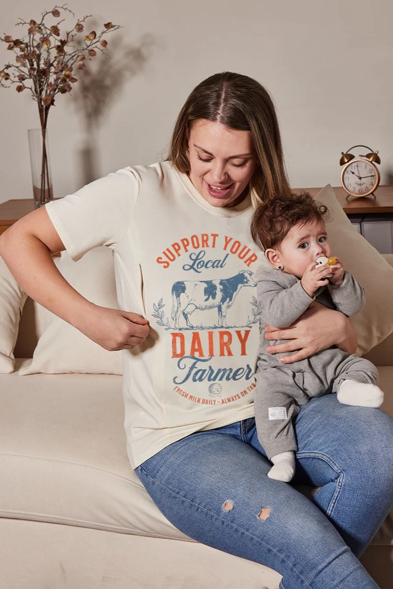 Support Your Local Farmer Mom Breastfeeding Nursing T Shirt