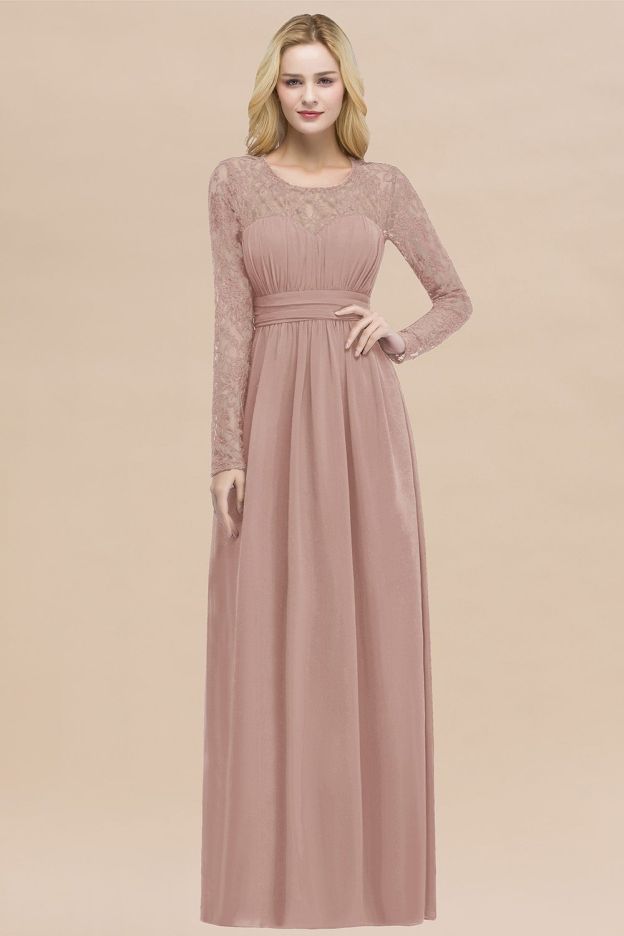 27prom Elegant Lace Burgundy Bridesmaid Dresses Online with Long Sleeves-27prom
