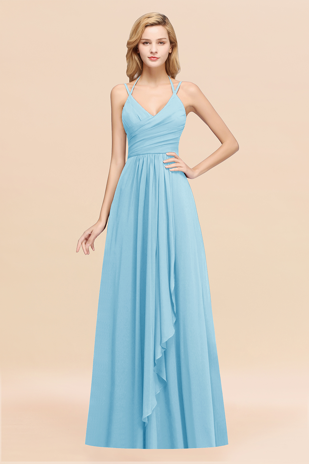 27prom Affordable Chiffon Burgundy Bridesmaid Dress With Spaghetti Straps-27prom