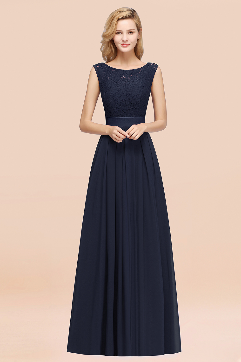 27prom Vintage Sleeveless Lace Bridesmaid Dresses Affordable Chiffon Wedding Party Dress Online-27prom
