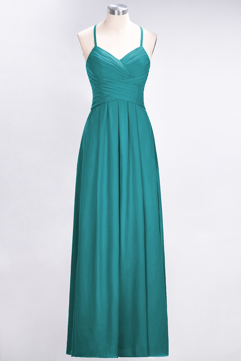 27prom Affordable Spaghetti Straps V-Neck Burgundy Chiffon Bridesmaid Dress with Keyhole Back-27prom