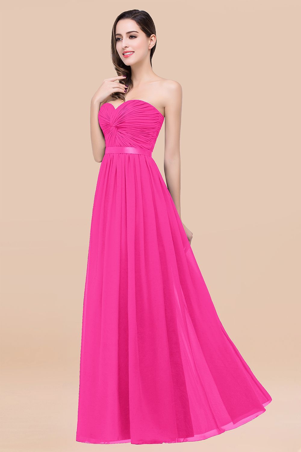 27prom Affordable Sweetheart Ruffle Navy Chiffon Bridesmaid Dress With Ribbon-27prom