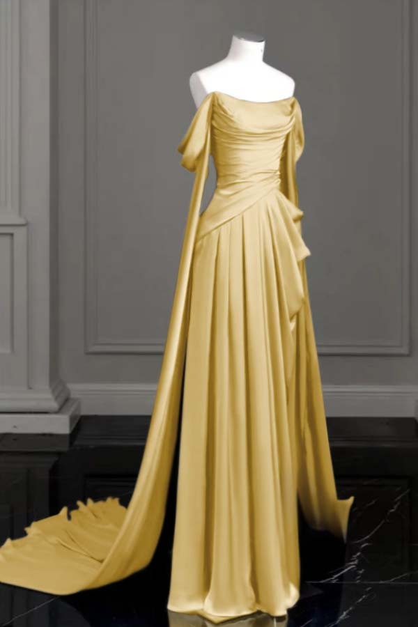 Off the Shoulder Strapless Sleeveless Long Prom Dress With Pleated