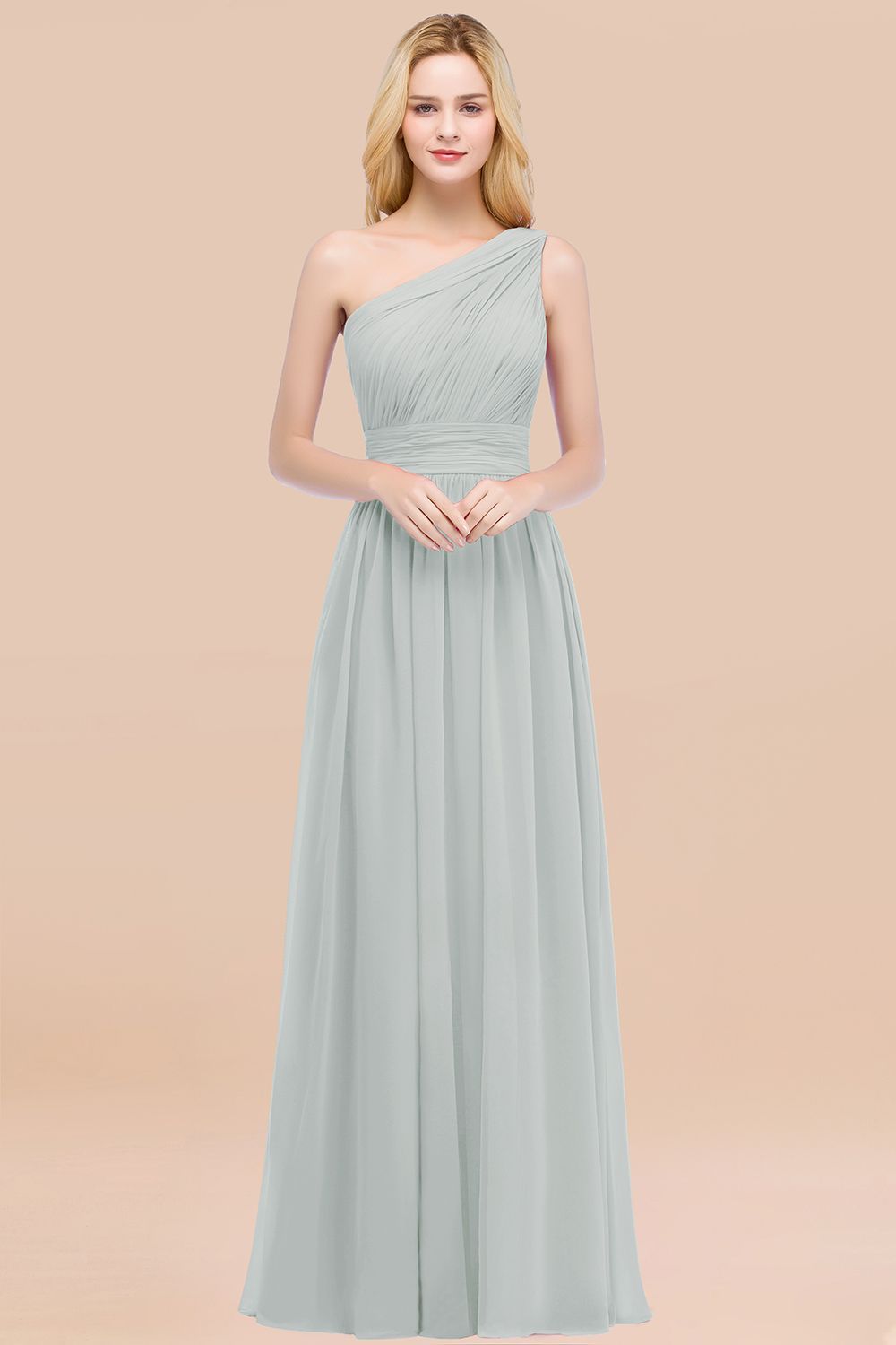 27prom Chic One-shoulder Sleeveless Burgundy Chiffon Bridesmaid Dresses Online-27prom