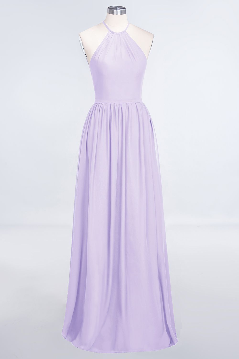 27prom Affordable Halter Sleeveless Long Burgundy Bridesmaid Dress with Ruffle-27prom