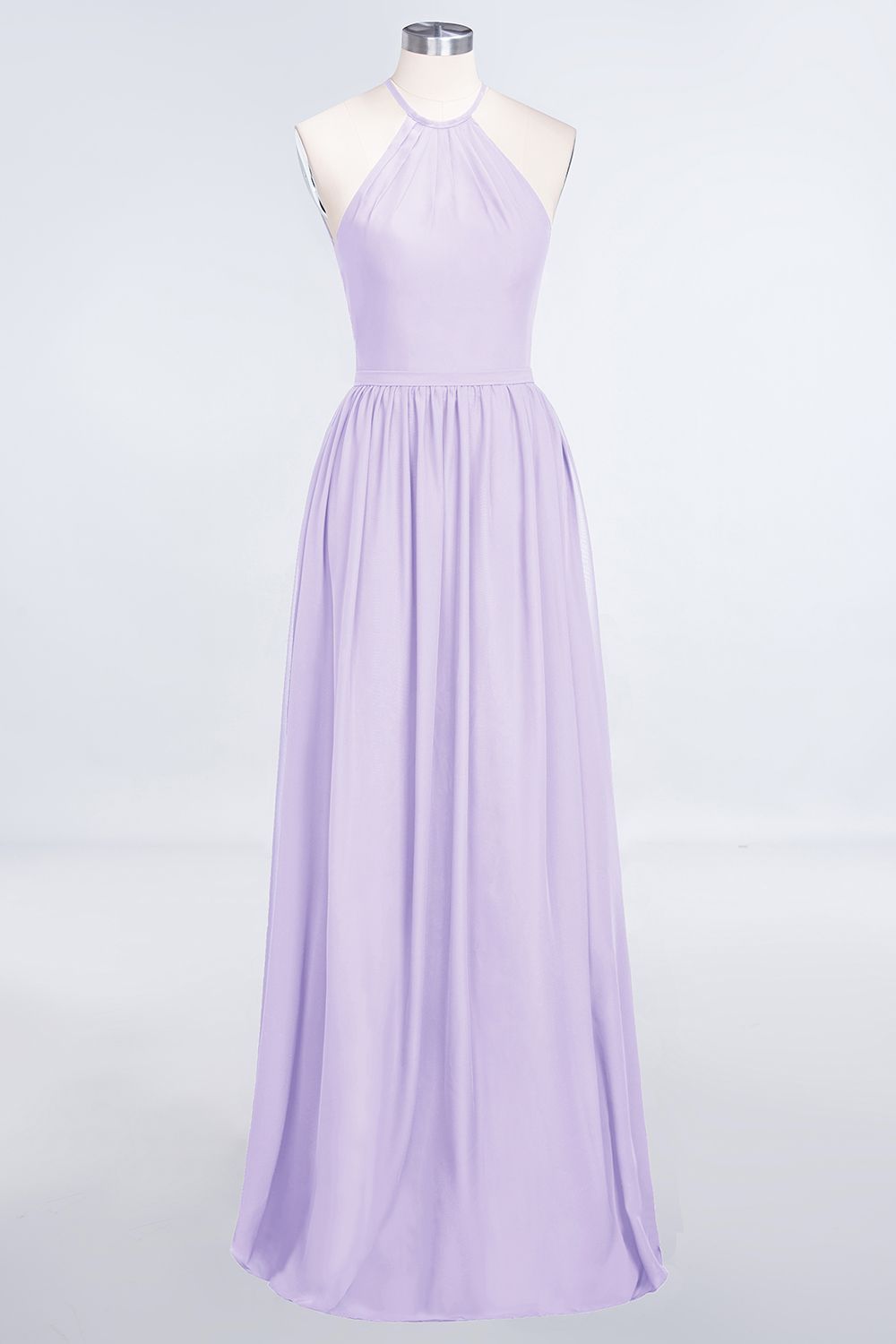 27prom Affordable Halter Sleeveless Long Burgundy Bridesmaid Dress with Ruffle-27prom