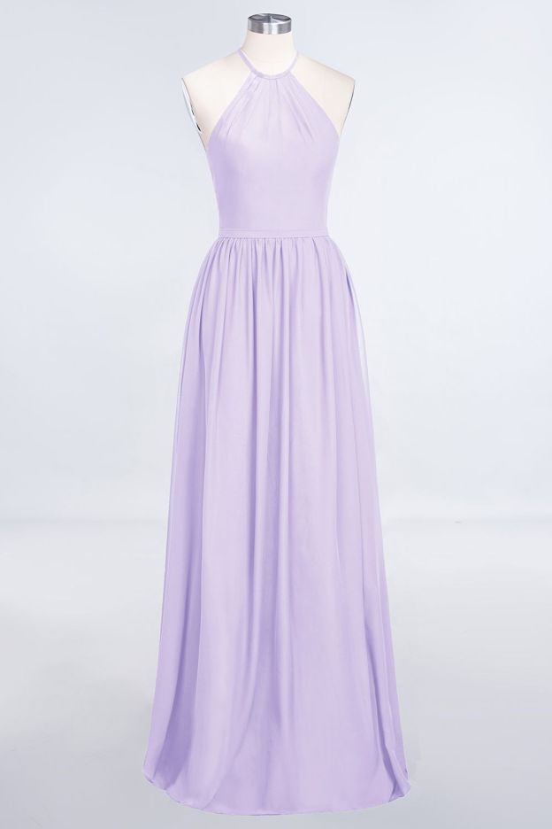 27prom Affordable Halter Sleeveless Long Burgundy Bridesmaid Dress with Ruffle-27prom