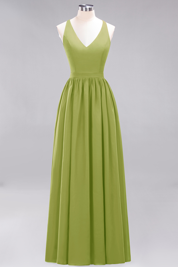 27prom Affordable Chiffon V-Neck Sleeveless Lace Bridesmaid Dress Online-27prom