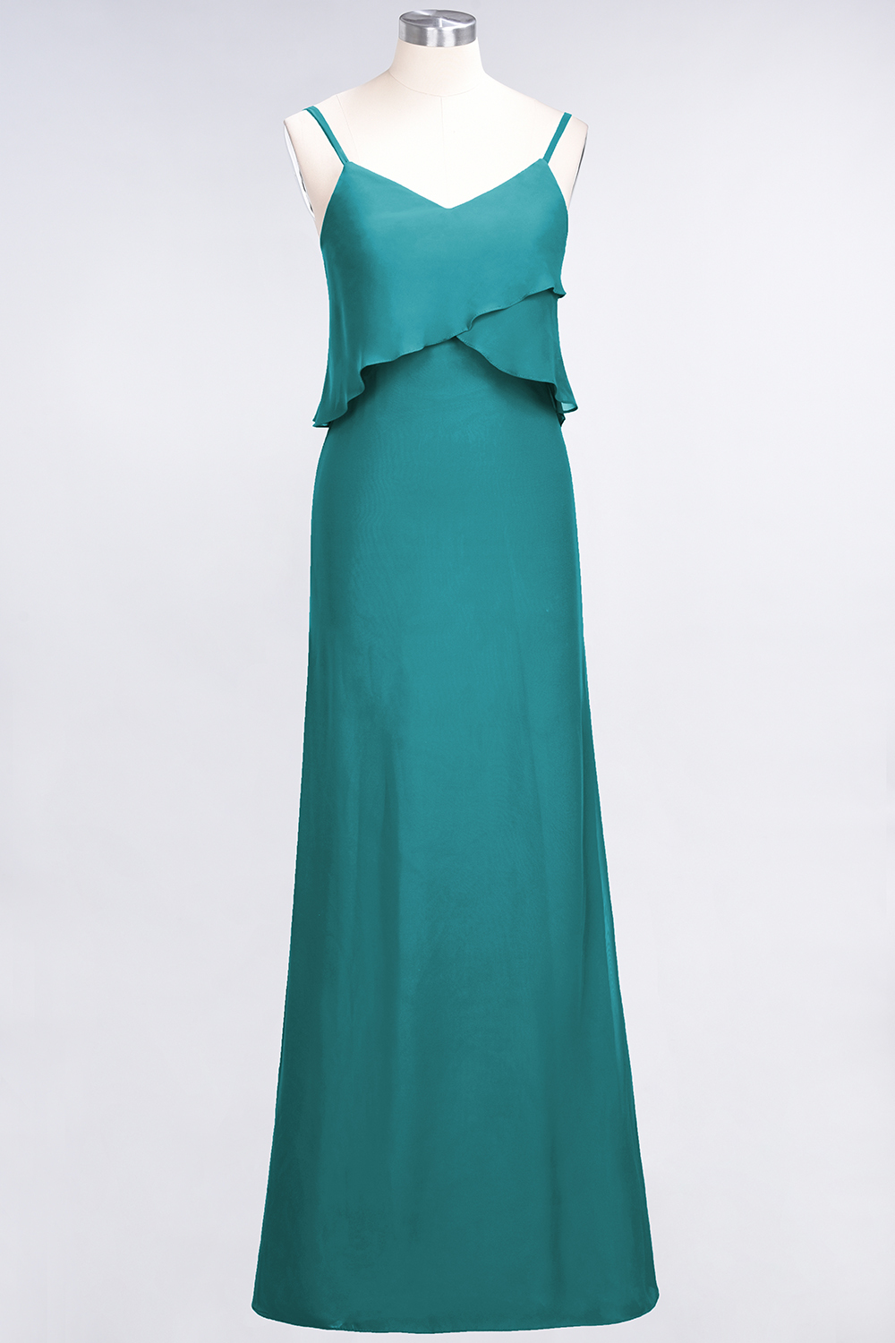 27prom Affordable Spaghetti-Straps V-Neck Burgundy Chiffon Bridesmaid Dresses-27prom