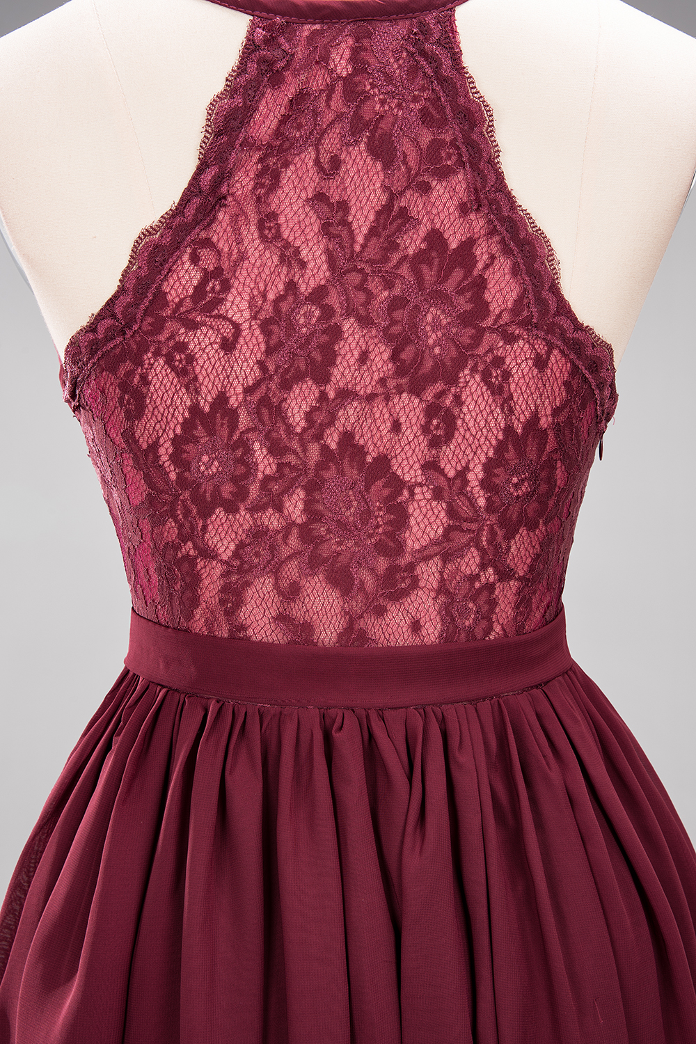 27prom Affordable Chiffon V-Neck Sleeveless Lace Bridesmaid Dress Online-27prom