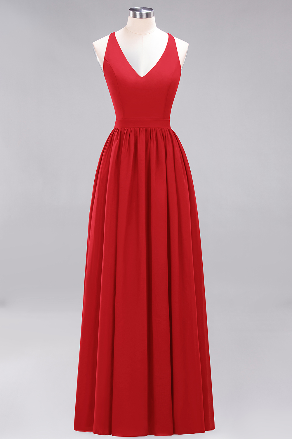 27prom Affordable Chiffon V-Neck Sleeveless Lace Bridesmaid Dress Online-27prom