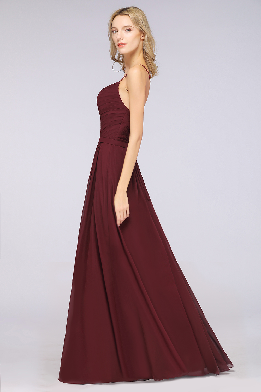 27prom Glamorous Spaghetti Straps Sweetheart Ruffle Chiffon Bridesmaid Dress Online-27prom