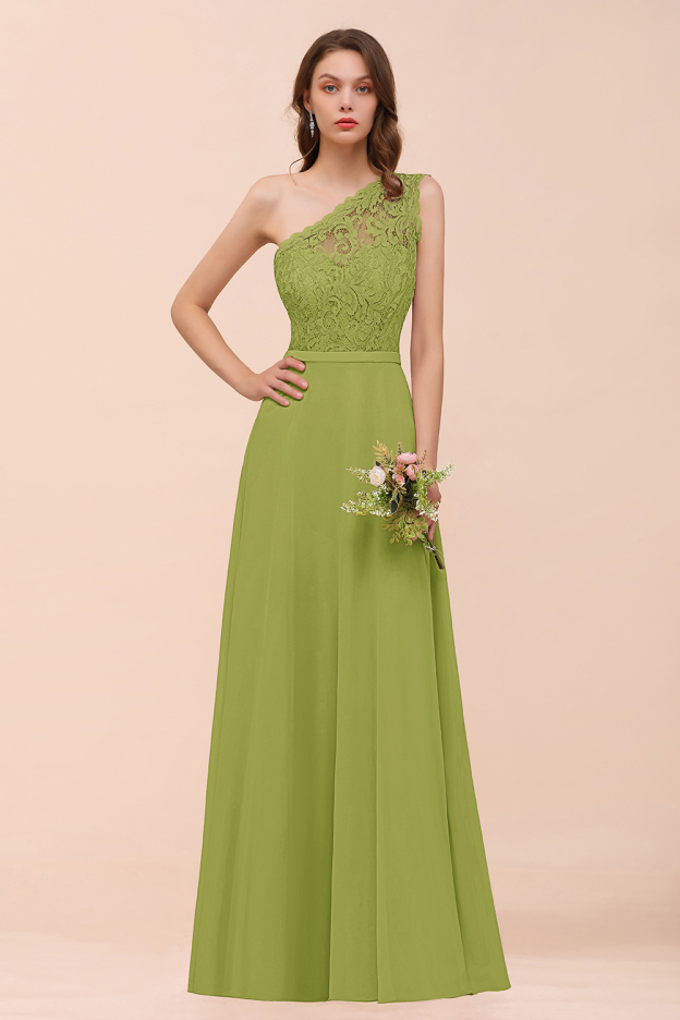 27prom New Arrival Dusty Rose One Shoulder Lace Long Bridesmaid Dress-27prom