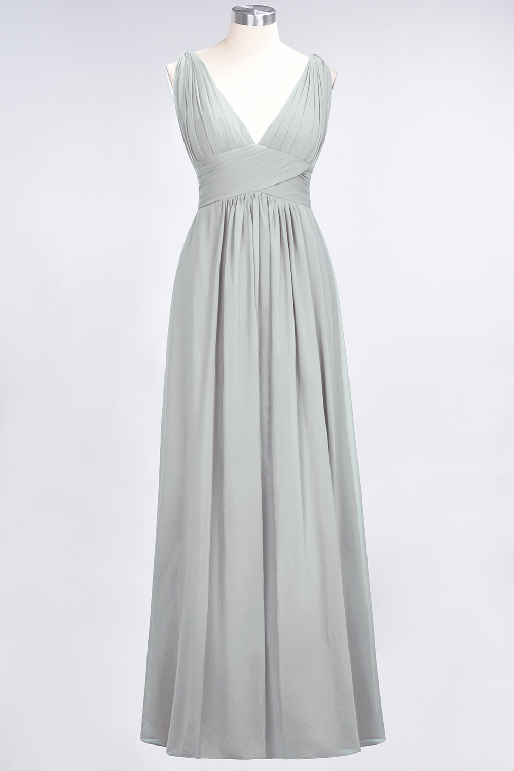 27prom Elegant V-Neck Burgundy Chiffon Affordable Bridesmaid Dress with Ruffle-27prom