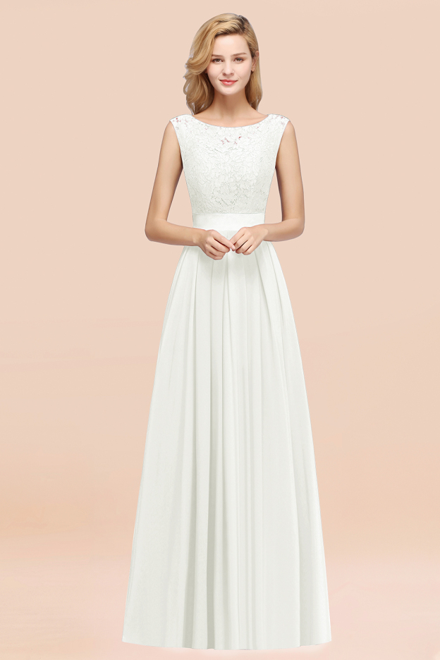 27prom Vintage Sleeveless Lace Bridesmaid Dresses Affordable Chiffon Wedding Party Dress Online-27prom
