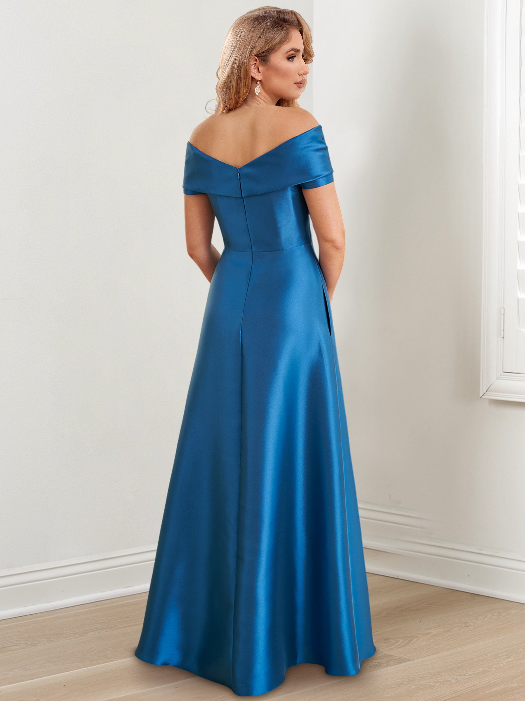 Floor-Length Off-the-Shoulder Mother of the Bride A-Line/Princess Dresses-27prom